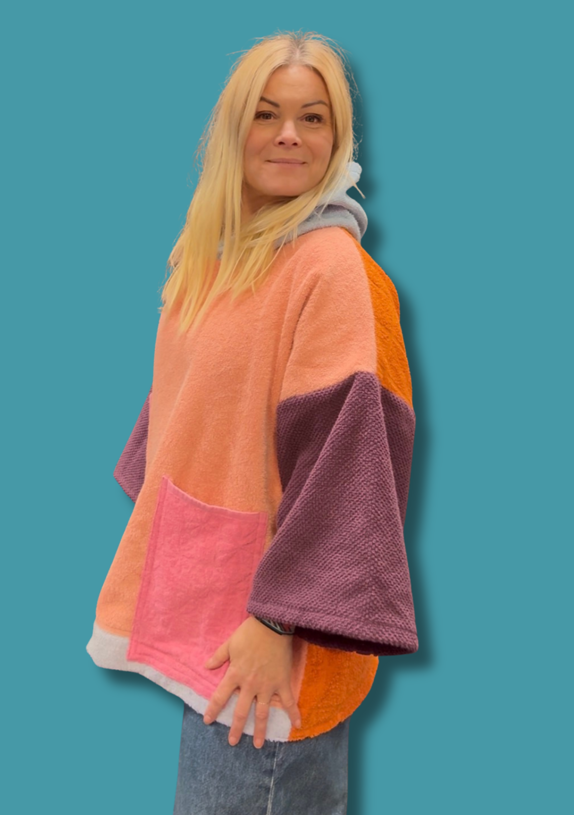 Mysi hettegenser - Rosa/orange