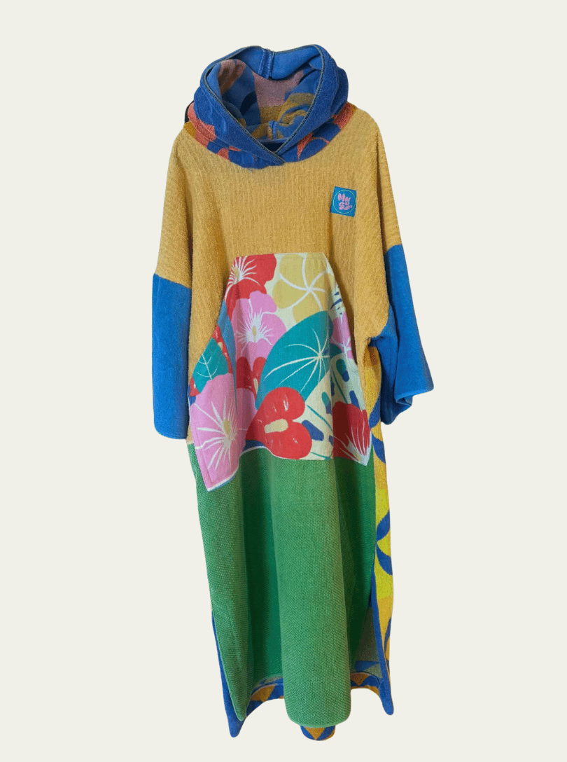 Mysi poncho - Gul Blå Blomster