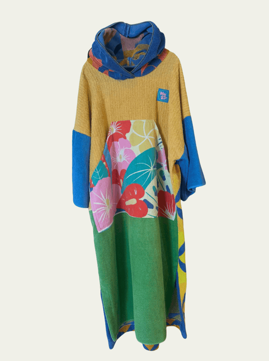 Mysi poncho - Gul Blå Blomster