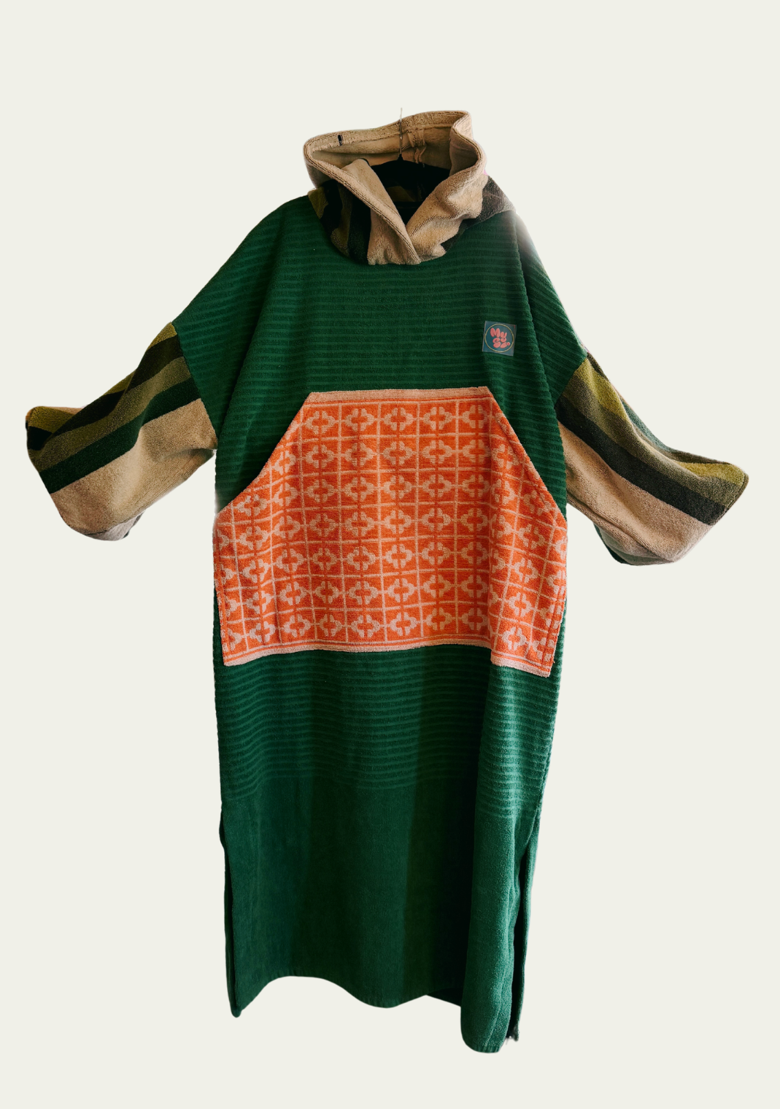 Mysi poncho - Green orange pocket